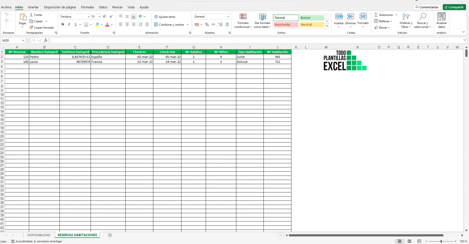 Plantilla Excel Para Reservas De Hotel Todo Plantillas Excel