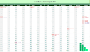 Descargar Plantilla Excel Calendario Laboral 2024