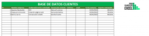 Plantilla Excel base de datos clientes